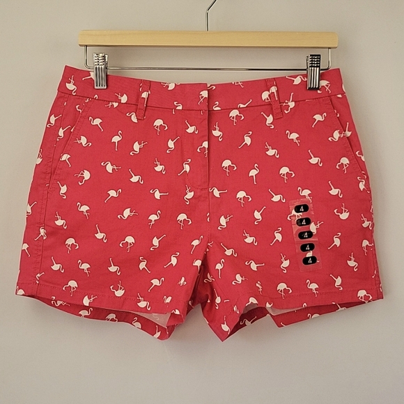 Elle Pants - Elle Hot Pink Shorts with White Flamingo Print Size 4